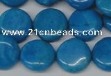 CLR414 15.5 inches 18mm flat round dyed larimar gemstone beads