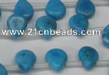 CLR448 Top drilled 8*10mm flat teardrop dyed larimar gemstone beads