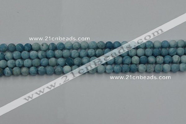 CLR611 15.5 inches 6mm round matte imitation larimar beads