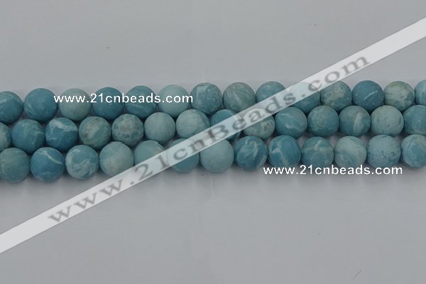 CLR614 15.5 inches 12mm round matte imitation larimar beads