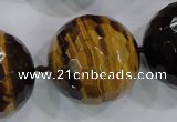 CLS06 15.5 inches 30mm faceted round large yellow tiger eye beads