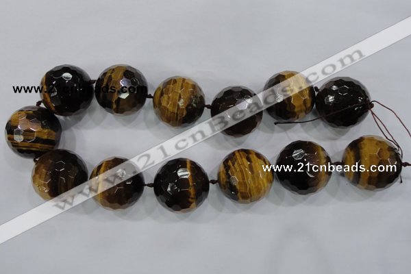 CLS06 15.5 inches 30mm faceted round large yellow tiger eye beads