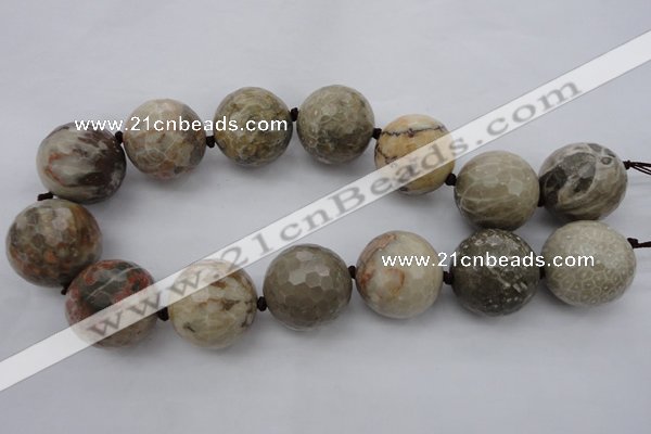 CLS08 15.5 inches 30mm faceted round large chrysanthemum agate beads