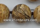 CLS10 15.5 inches 30mm faceted round large picture jasper beads