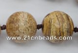 CLS101 15.5 inches 25mm faceted round large picture jasper beads