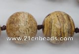 CLS101 15.5 inches 25mm faceted round large picture jasper beads