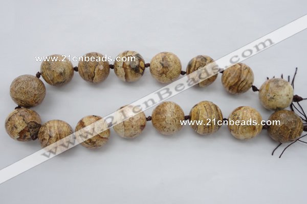 CLS101 15.5 inches 25mm faceted round large picture jasper beads