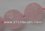 CLS103 15.5 inches 25mm faceted round large rose quartz beads