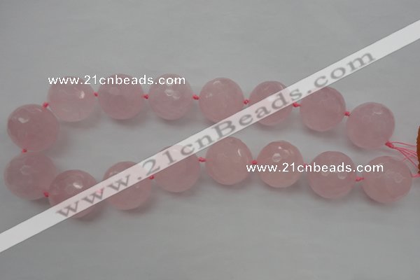 CLS103 15.5 inches 25mm faceted round large rose quartz beads