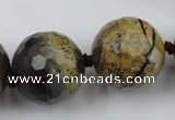 CLS108 15.5 inches 25mm faceted round artistic jasper beads