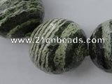 CLS11 15.5 inches 30mm faceted round large green silver line jasper beads