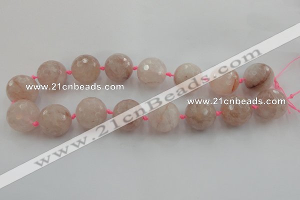 CLS111 15.5 inches 25mm faceted round large pink quartz beads