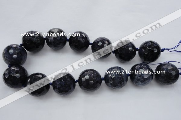 CLS12 15.5 inches 30mm faceted round large blue dumortierite beads