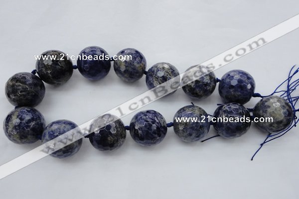 CLS14 15.5 inches 30mm faceted round large sodalite gemstone beads