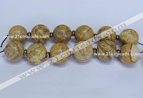 CLS253 7.5 inches 30mm round large picture jasper beads