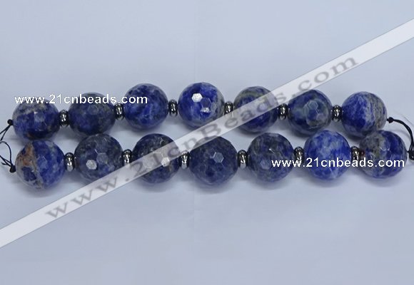 CLS304 7.5 inches 25mm faceted round large sodalite gemstone beads