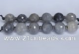 CLS351 7.5 inches 30mm faceted round large cloudy quartz beads