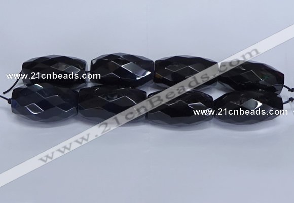 CLS401 7.5 inches 25*45mm faceted rice large black agate beads