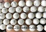 CLS413 15 inches 16mm faceted round white howlite turquoise beads