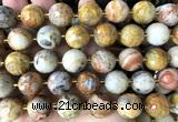CLS430 15 inches 16mm faceted round yellow crazy lace agate beads