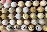 CLS443 15 inches 16mm faceted round fossil coral beads