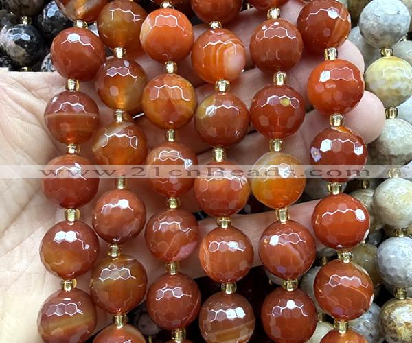 CLS448 15 inches 16mm faceted round red banded agate beads