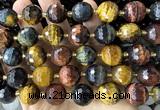 CLS450 15 inches 16mm faceted round colorful tiger eye beads