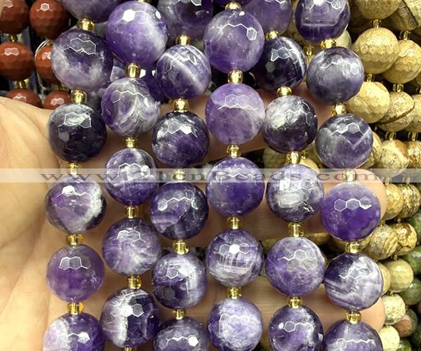 CLS452 15 inches 16mm faceted round dogtooth amethyst beads