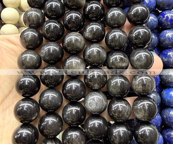 CLS638 15 inches 16mm round silver obsidian beads wholesale