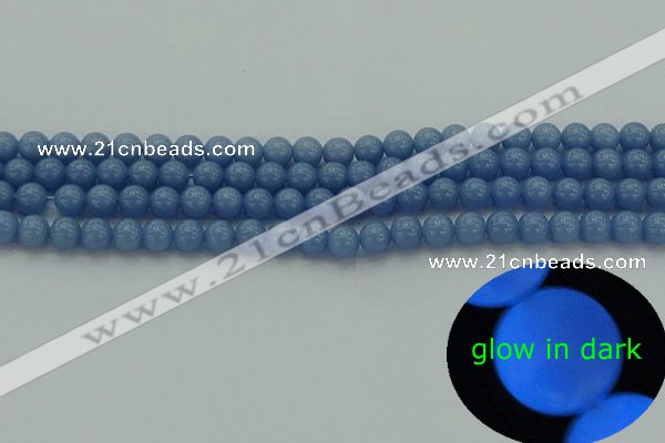 CLU100 15.5 inches 4mm round blue luminous stone beads