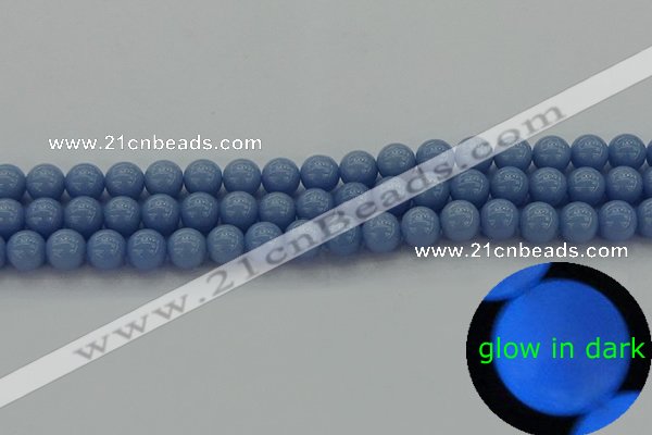 CLU102 15.5 inches 8mm round blue luminous stone beads