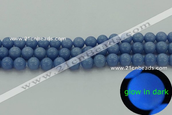 CLU103 15.5 inches 10mm round blue luminous stone beads