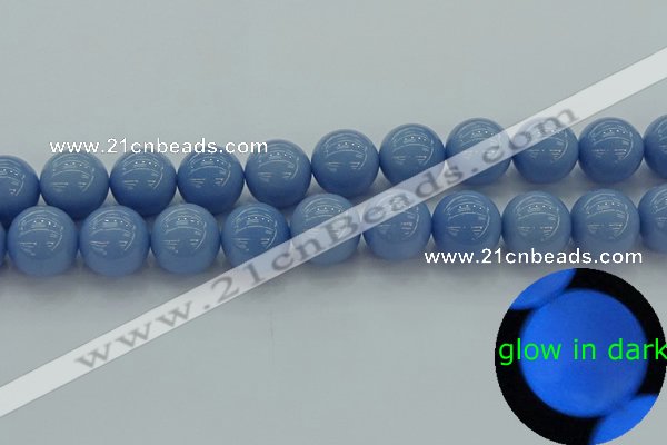 CLU107 15.5 inches 18mm round blue luminous stone beads