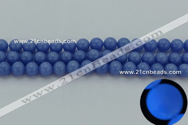 CLU113 15.5 inches 10mm round blue luminous stone beads