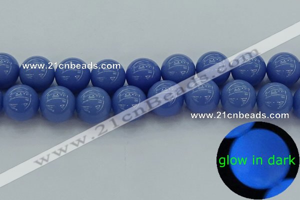 CLU118 15.5 inches 20mm round blue luminous stone beads