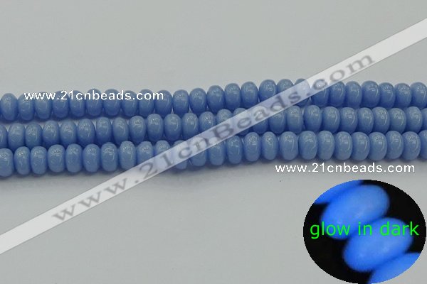 CLU121 15.5 inches 5*8mm rondelle blue luminous stone beads