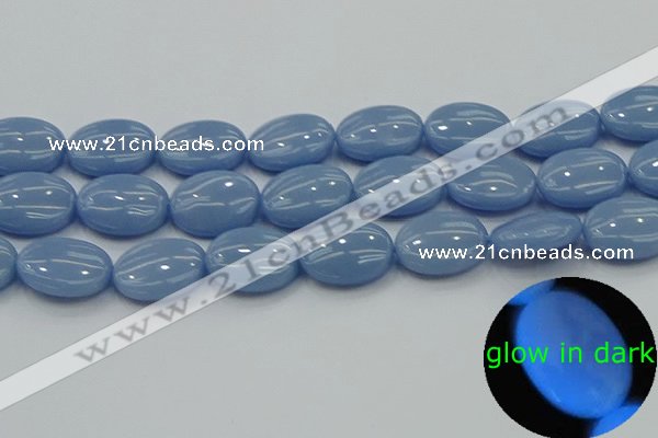 CLU144 15.5 inches 15*20mm oval blue luminous stone beads