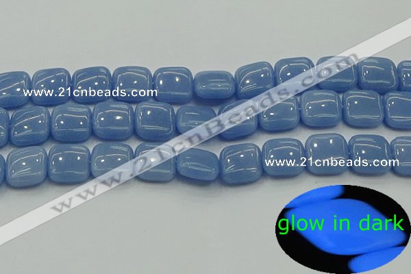 CLU153 15.5 inches 14*14mm square blue luminous stone beads