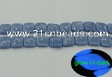 CLU154 15.5 inches 16*16mm square blue luminous stone beads