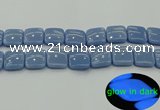 CLU156 15.5 inches 20*20mm square blue luminous stone beads