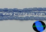 CLU161 15.5 inches 10*14mm rectangle blue luminous stone beads