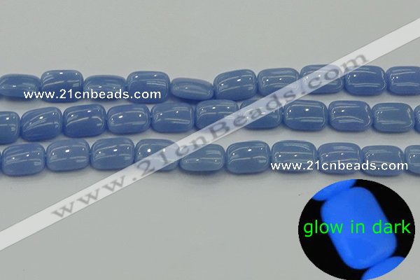 CLU161 15.5 inches 10*14mm rectangle blue luminous stone beads