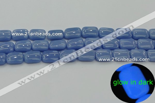 CLU162 15.5 inches 12*16mm rectangle blue luminous stone beads