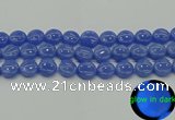 CLU173 15.5 inches 14mm flat round blue luminous stone beads