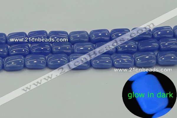 CLU203 15.5 inches 13*18mm rectangle blue luminous stone beads