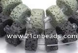 CLV05 14 inches 7*15mm flat round natural lava beads wholesale