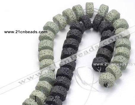 CLV05 14 inches 7*15mm flat round natural lava beads wholesale