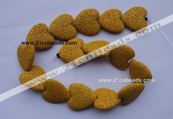 CLV18 15 inches 8*27mm heart yellow natural lava beads strand wholesale