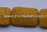 CLV19 15 inches 19*28mm rectangle yellow natural lava beads wholesale