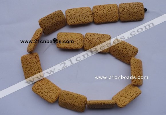 CLV19 15 inches 19*28mm rectangle yellow natural lava beads wholesale